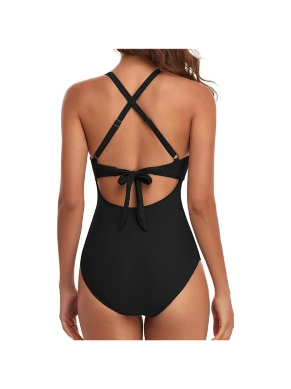 One Piece Swimsuits Tummy Control Cutout High Waisted Bathing Black - Picture 3 of 5